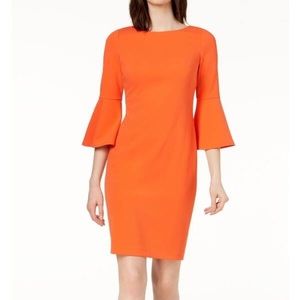 Calvin Klein Orange Bell Sleeve Dress Size 8P